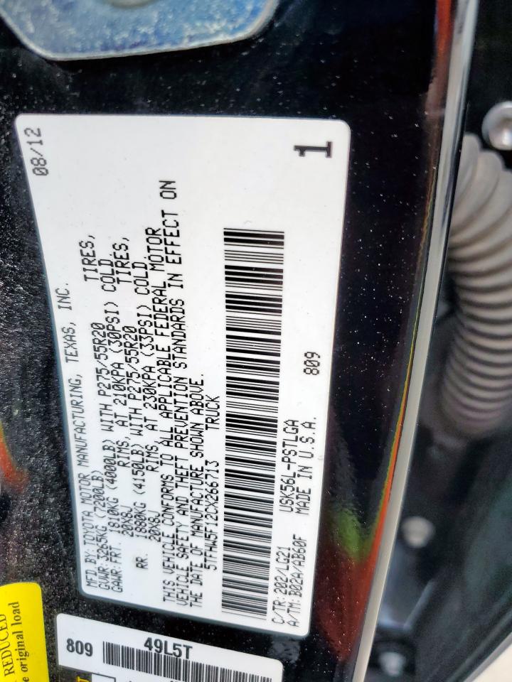 2012 Toyota Tundra Crewmax Limited VIN: 5TFHW5F12CX266713 Lot: 80354775