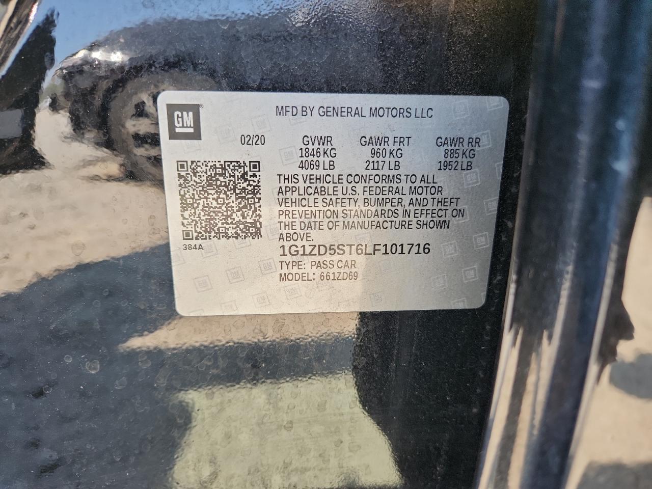 2020 Chevrolet Malibu Lt VIN: 1G1ZD5ST6LF101716 Lot: 83884725