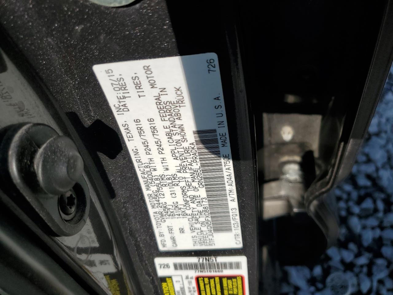 2015 Toyota Tacoma Double Cab Prerunner VIN: 5TFJU4GN5FX088173 Lot: 80855745