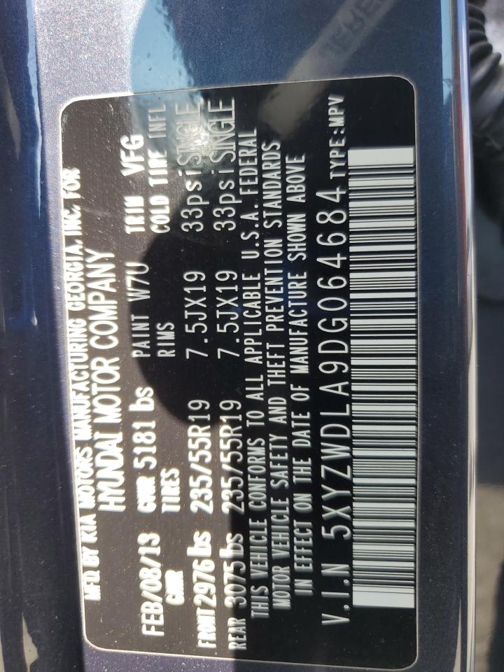 2013 Hyundai Santa Fe Sport VIN: 5XYZWDLA9DG064684 Lot: 81249835