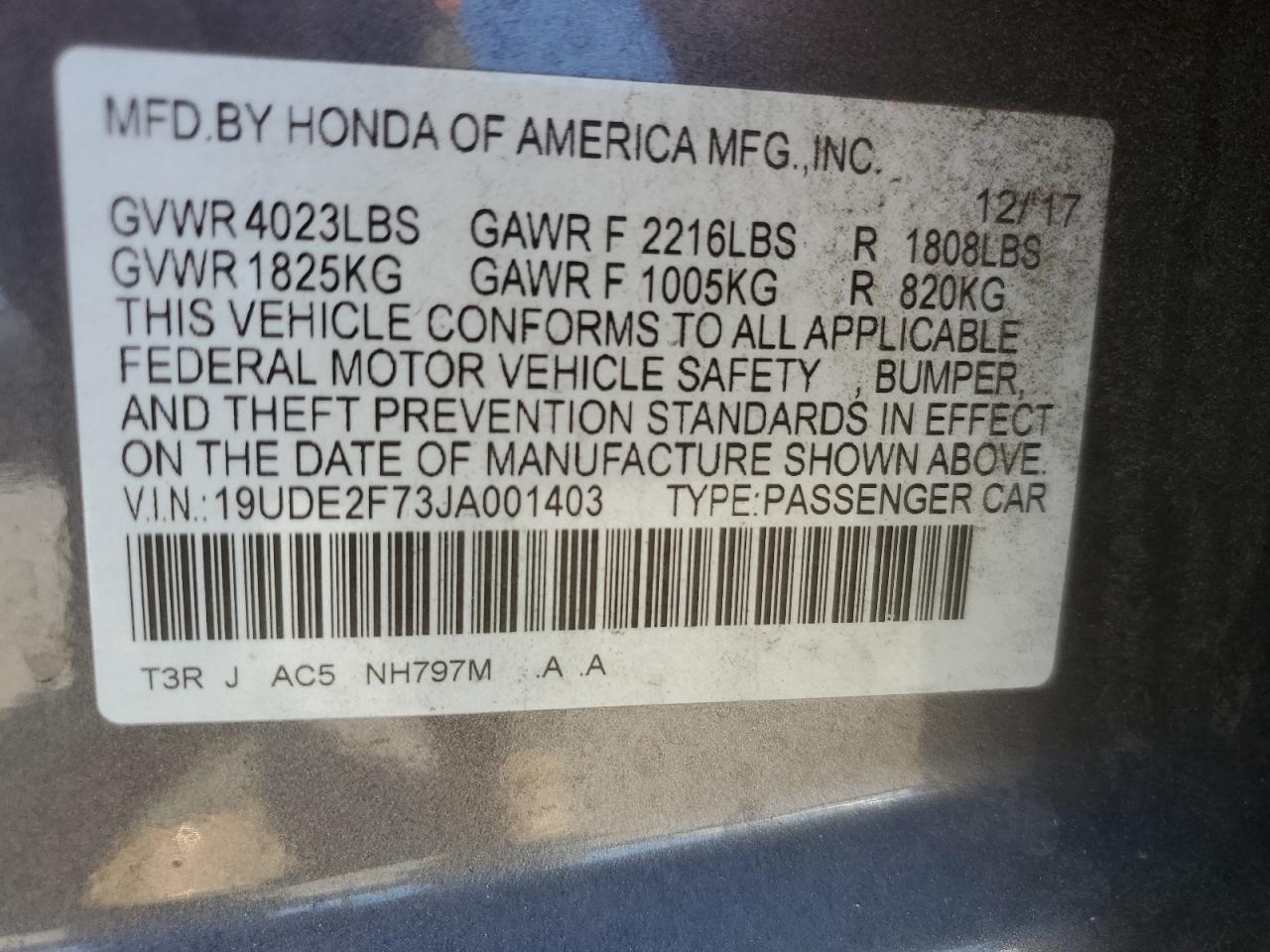 2018 Acura Ilx Premium VIN: 19UDE2F73JA001403 Lot: 71724665