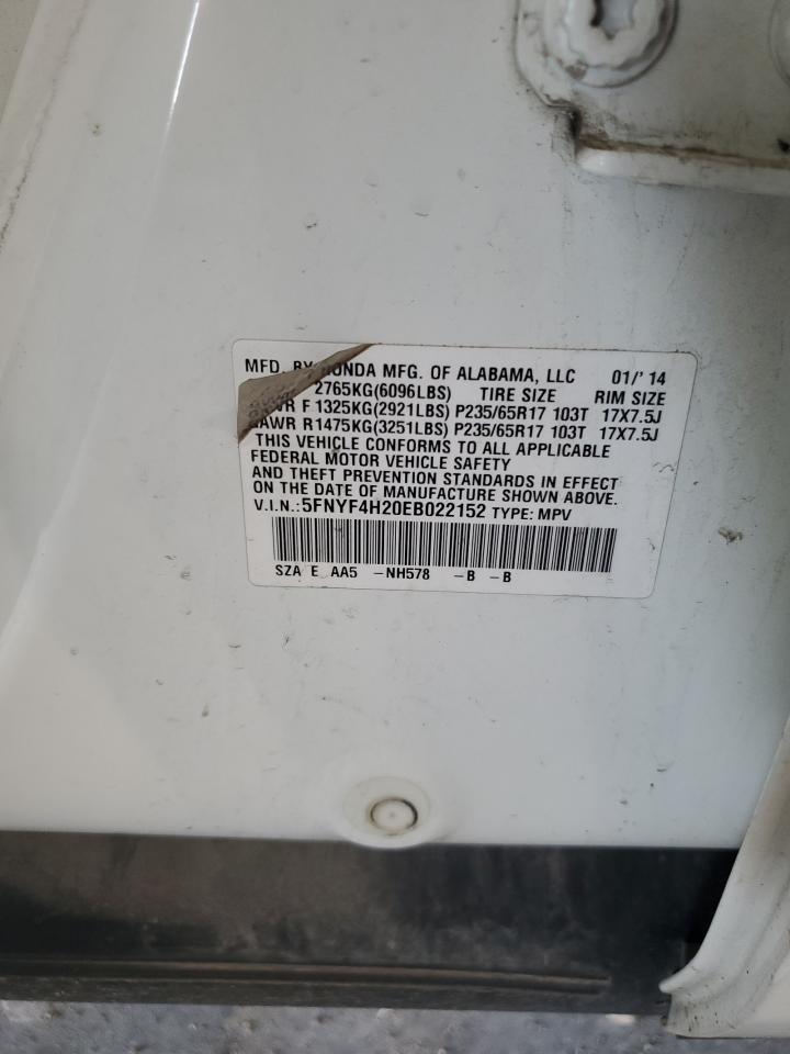 2014 Honda Pilot Lx VIN: 5FNYF4H20EB022152 Lot: 80569015