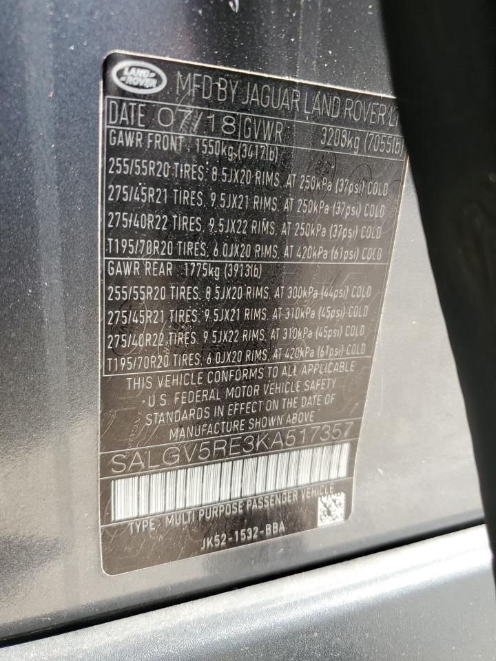 2019 Land Rover Range Rover Autobiography VIN: SALGV5RE3KA517357 Lot: 80725585