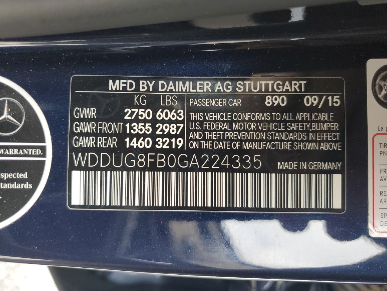2016 Mercedes-Benz S 550 4Matic VIN: WDDUG8FB0GA224335 Lot: 81858435