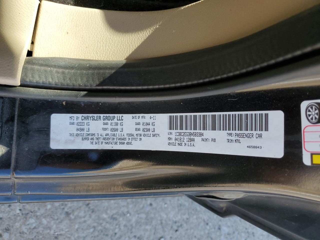2011 Chrysler 200 Touring VIN: 1C3BC2EG3BN583384 Lot: 71798235