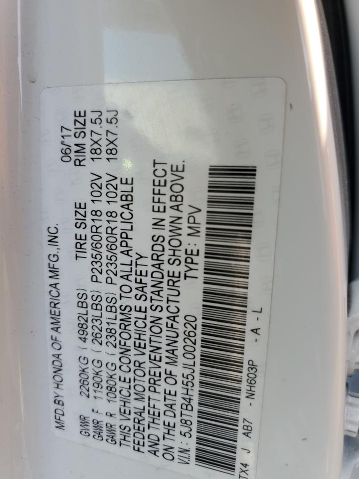 2018 Acura Rdx Technology VIN: 5J8TB4H55JL002620 Lot: 71731395