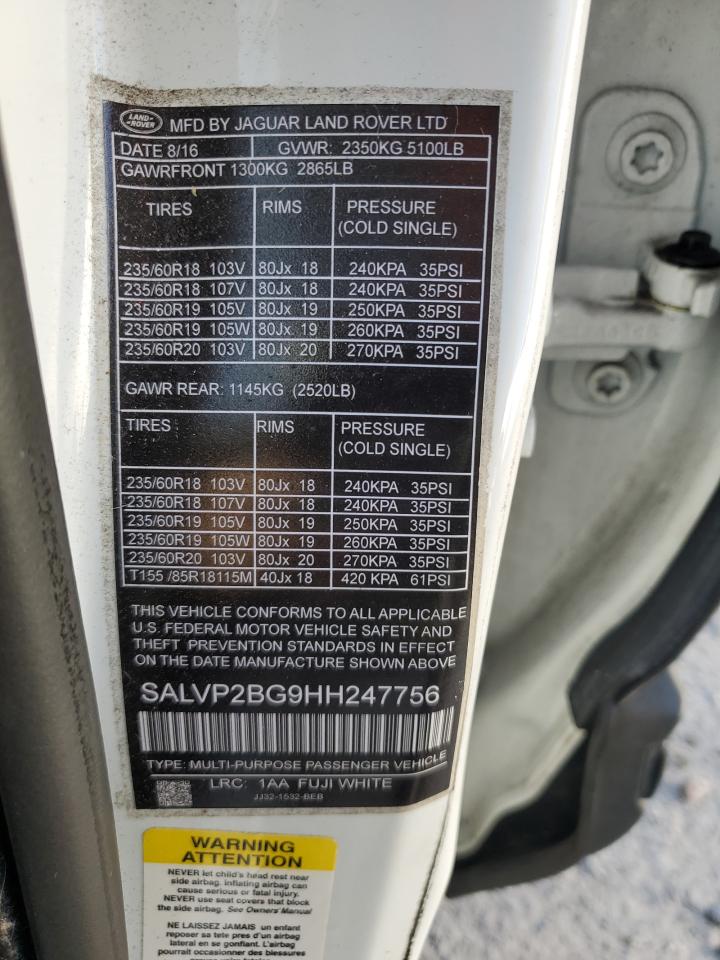 2017 Land Rover Range Rover Evoque Se VIN: SALVP2BG9HH247756 Lot: 71103515