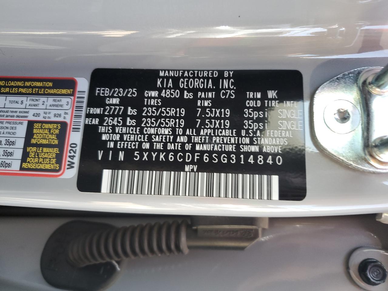 2025 Kia Sportage X Line VIN: 5XYK6CDF6SG314840 Lot: 80114785