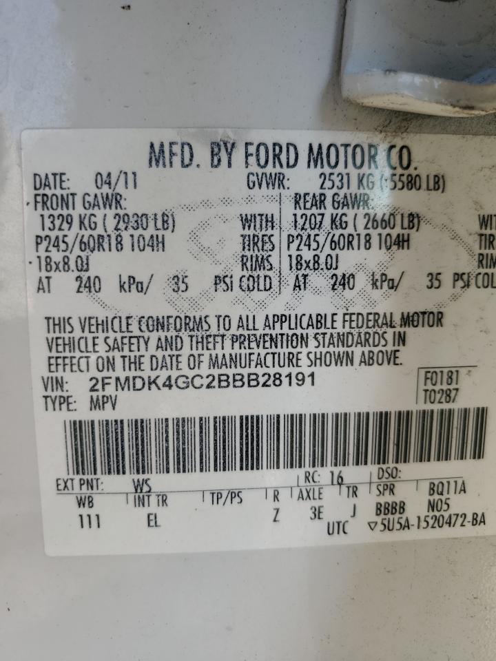 2011 Ford Edge Se VIN: 2FMDK4GC2BBB28191 Lot: 81409895