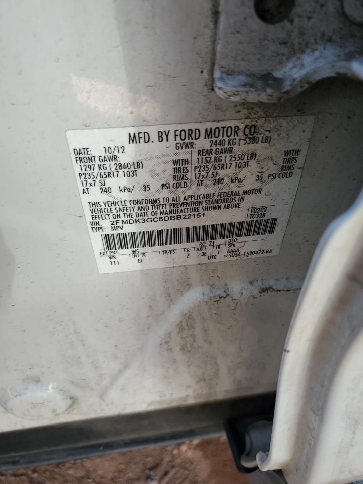 2013 Ford Edge Se VIN: 2FMDK3GC8DBB22151 Lot: 81489555