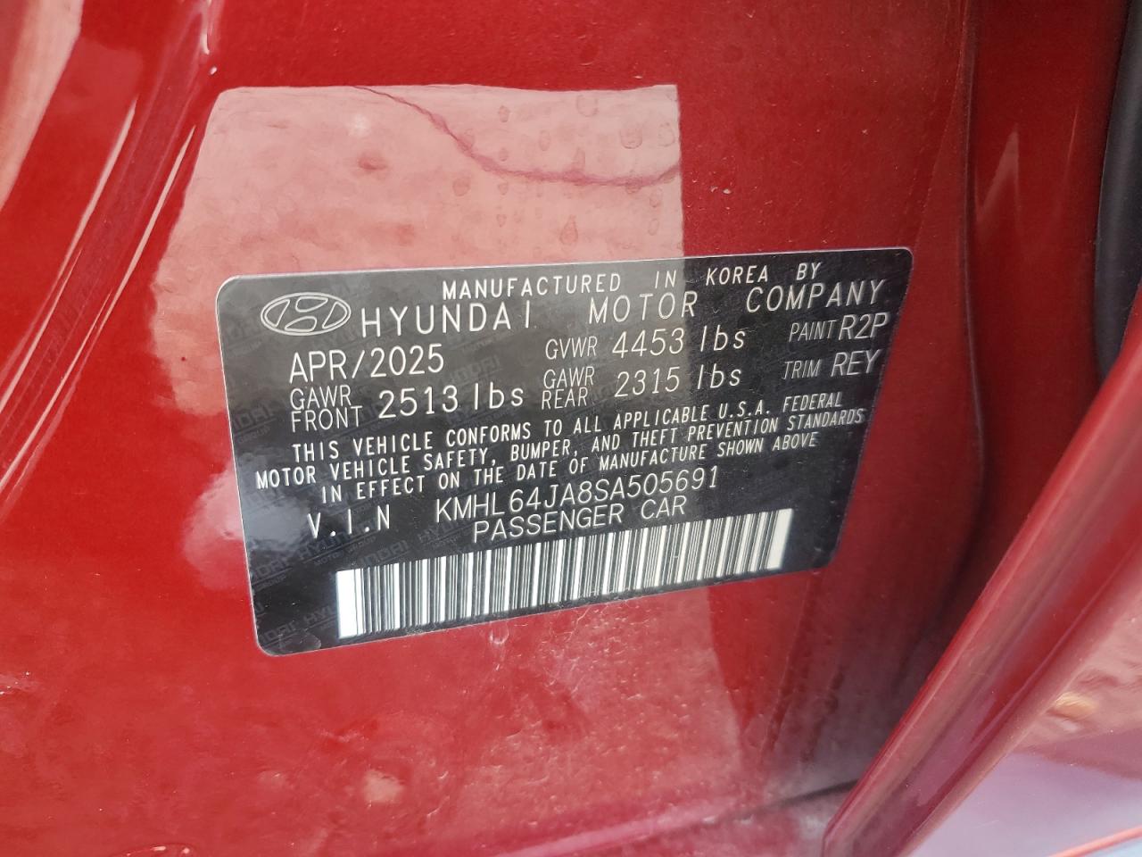 2025 Hyundai Sonata Sel VIN: KMHL64JA8SA505691 Lot: 83799685