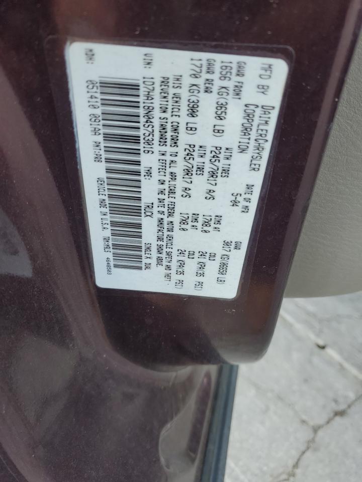 2004 Dodge Ram 1500 St VIN: 1D7HA18N04S753016 Lot: 84280955