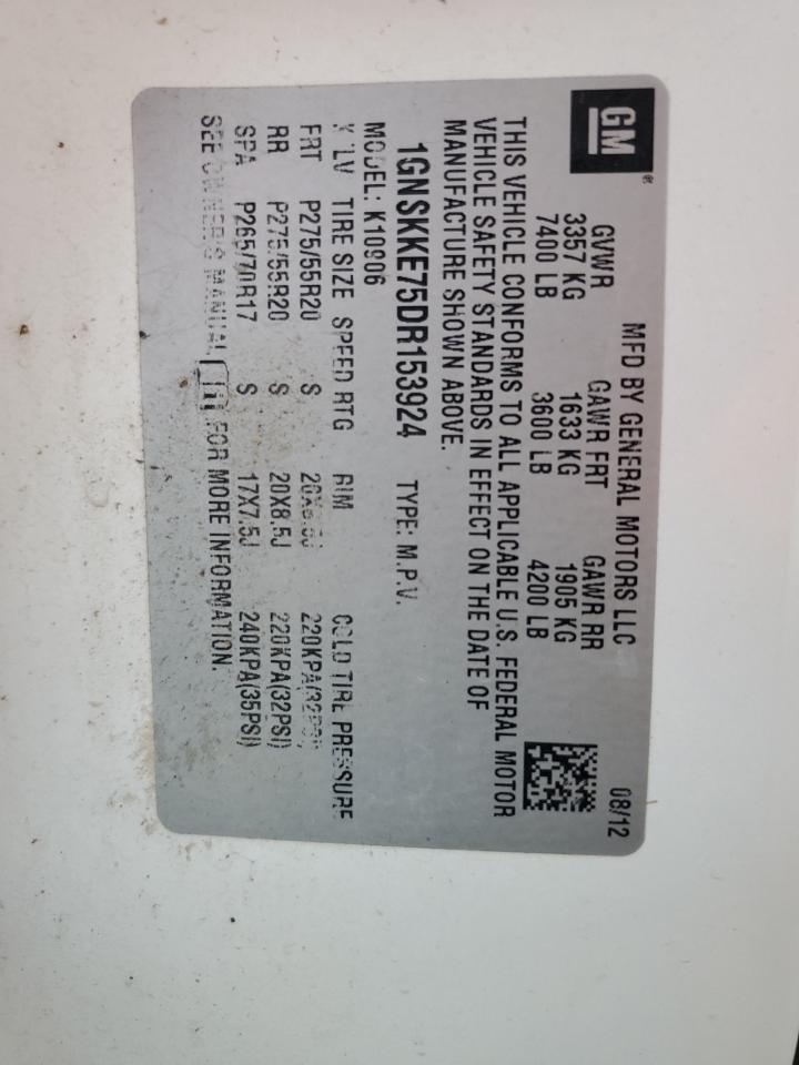 2013 Chevrolet Suburban K1500 Ltz VIN: 1GNSKKE75DR153924 Lot: 80990505