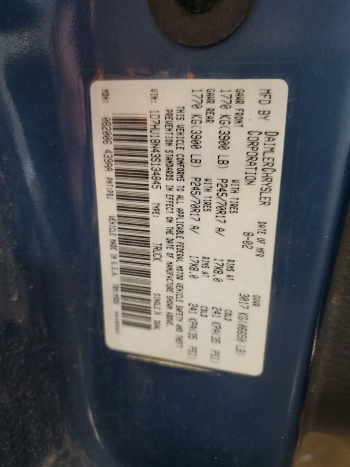2003 Dodge Ram 1500 St VIN: 1D7HU18N43S134845 Lot: 71872905