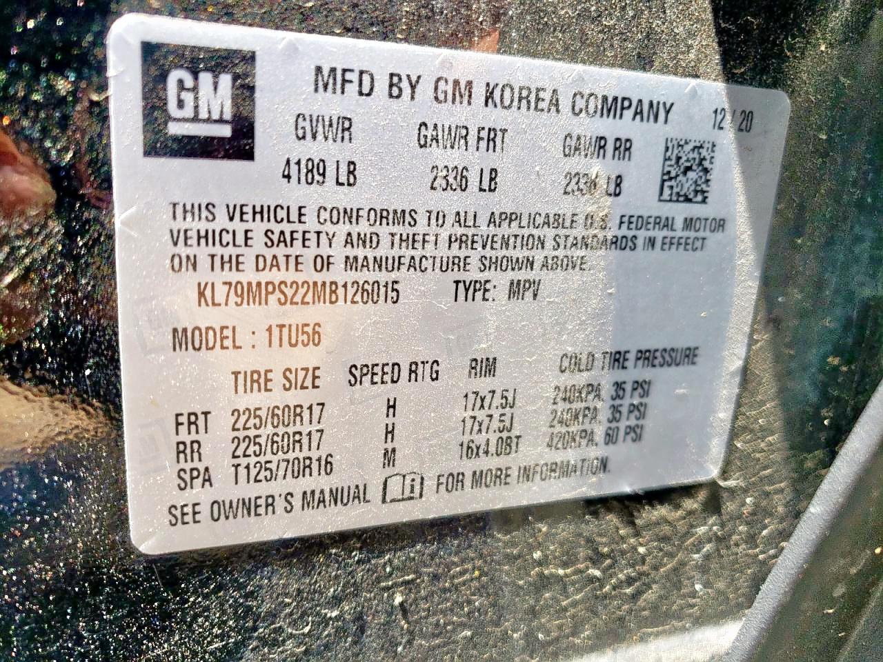 2021 Chevrolet Trailblazer Lt VIN: KL79MPS22MB126015 Lot: 80677635