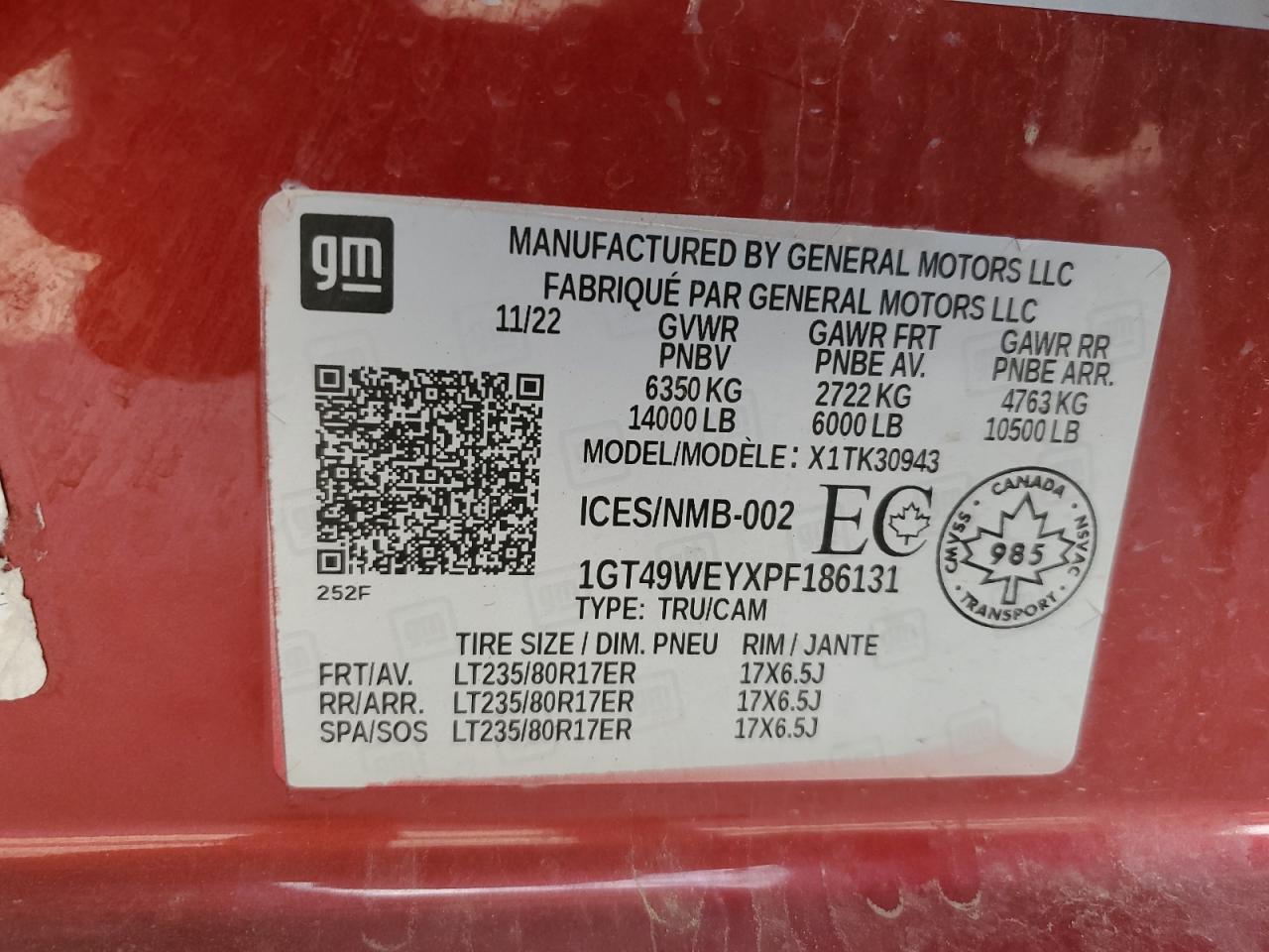 2023 GMC Sierra K3500 Denali VIN: 1GT49WEYXPF186131 Lot: 80334985