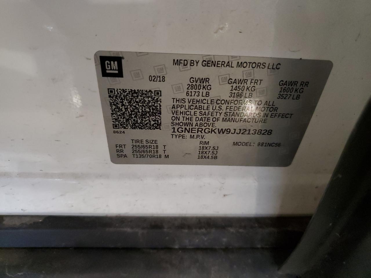 2018 Chevrolet Traverse Lt VIN: 1GNERGKW9JJ213828 Lot: 81587265