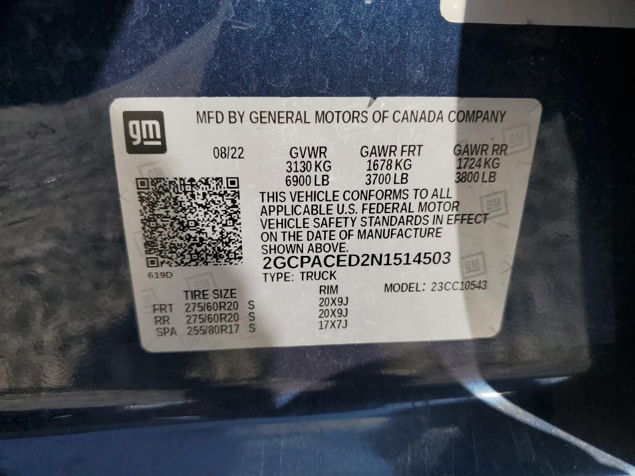 2022 Chevrolet Silverado C1500 Lt VIN: 2GCPACED2N1514503 Lot: 81733885