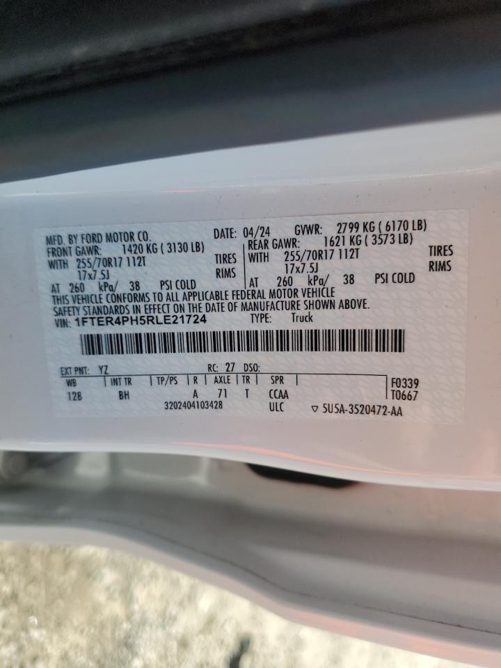 2024 Ford Ranger Xl VIN: 1FTER4PH5RLE21724 Lot: 81455935