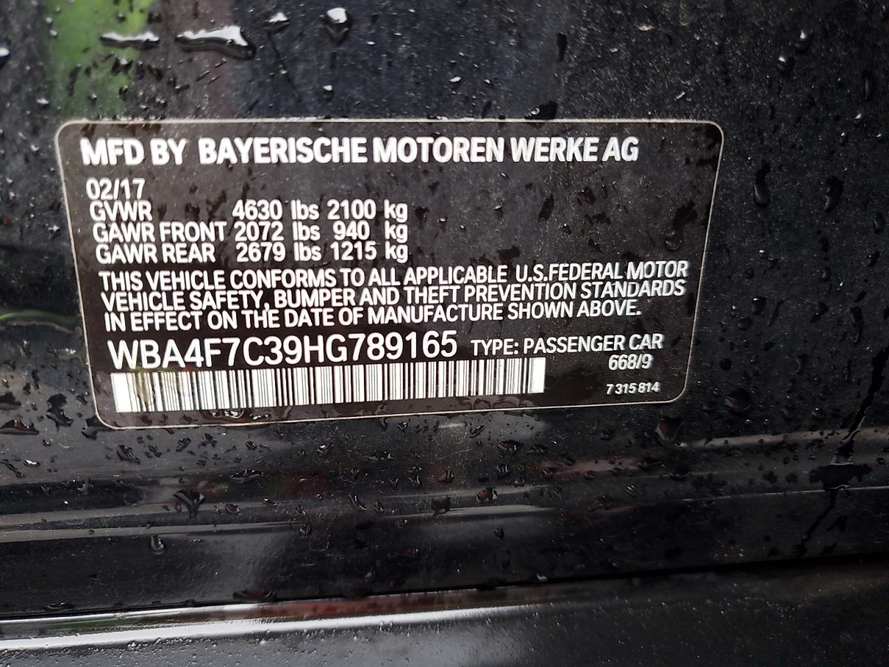 2017 BMW 430I Gran Coupe VIN: WBA4F7C39HG789165 Lot: 83774805
