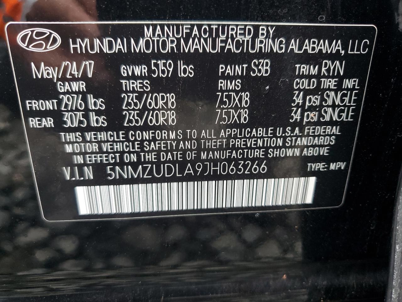 2018 Hyundai Santa Fe Sport VIN: 5NMZUDLA9JH063266 Lot: 82073485