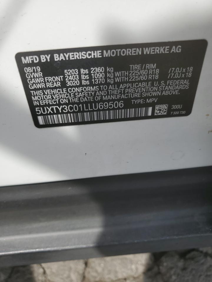 2020 BMW X3 Sdrive30I VIN: 5UXTY3C01LLU69506 Lot: 81077945