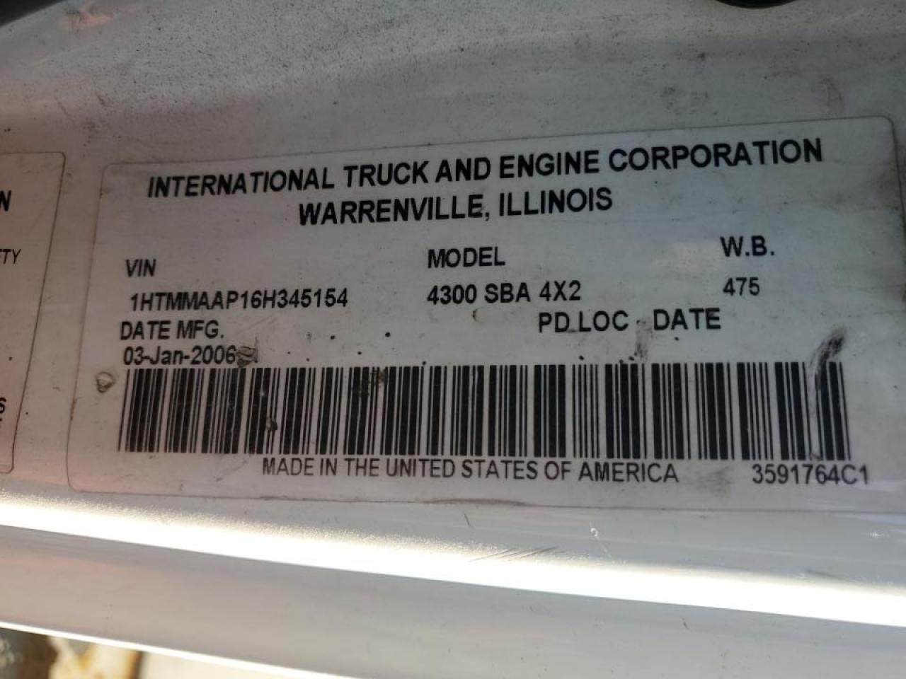 2006 International 4300 Forestry Bucket Truck VIN: 1HTMMAAP16H345154 Lot: 70655215
