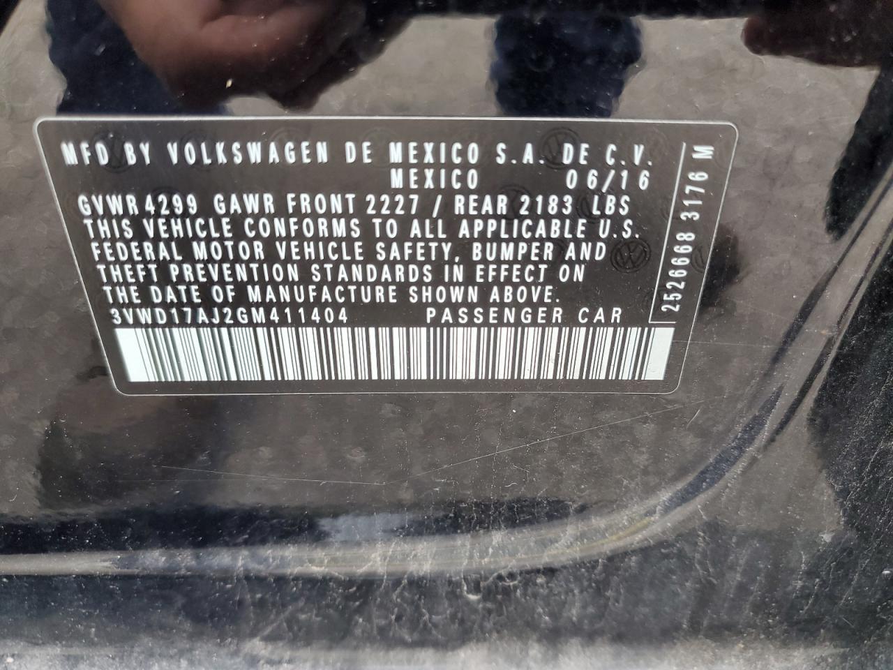 2016 Volkswagen Jetta Sport VIN: 3VWD17AJ2GM411404 Lot: 80280705