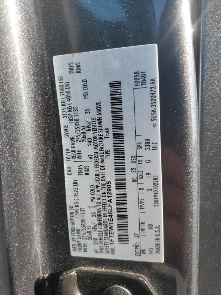 2020 Ford F150 Supercrew VIN: 1FTEW1E46LFA12905 Lot: 71502115