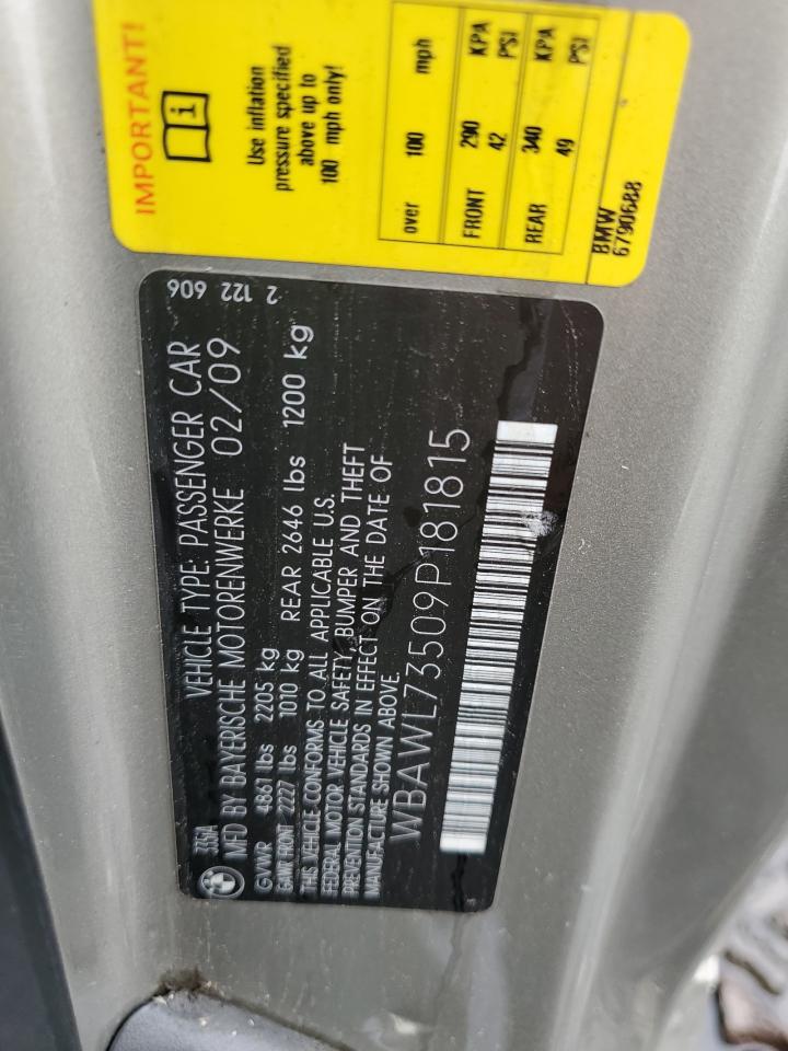 2009 BMW 335 I VIN: WBAWL73509P181815 Lot: 84258515