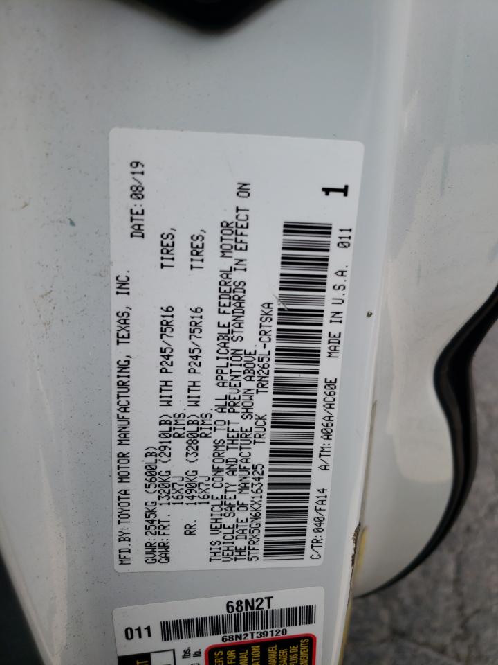 2019 Toyota Tacoma Access Cab VIN: 5TFRX5GN6KX163425 Lot: 72054835