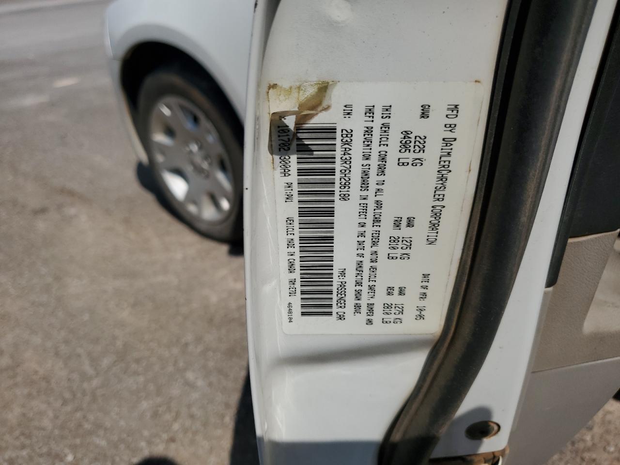 2006 Dodge Charger Se VIN: 2B3KA43R76H296180 Lot: 58379495