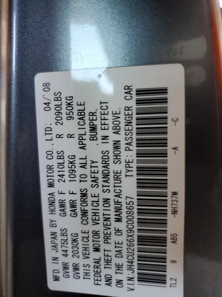 2009 Acura Tsx VIN: JH4CU266X9C008657 Lot: 80363505