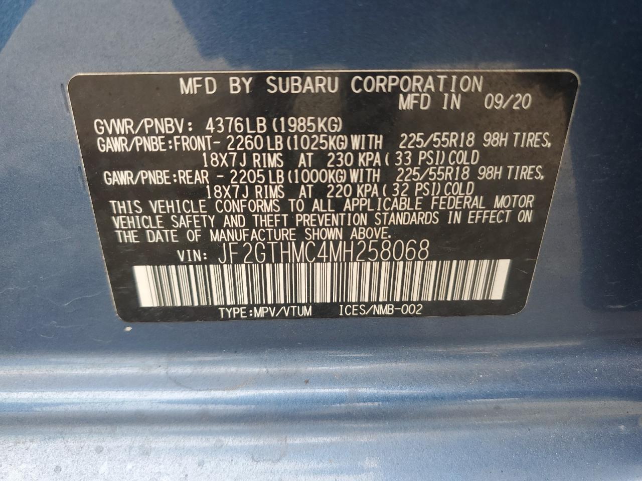 2021 Subaru Crosstrek Limited VIN: JF2GTHMC4MH258068 Lot: 81561845