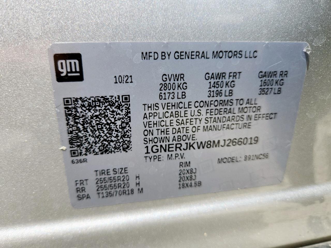 2021 Chevrolet Traverse Rs VIN: 1GNERJKW8MJ266019 Lot: 81150405