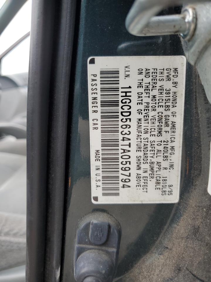 1996 Honda Accord Lx VIN: 1HGCD5634TA059794 Lot: 80308465