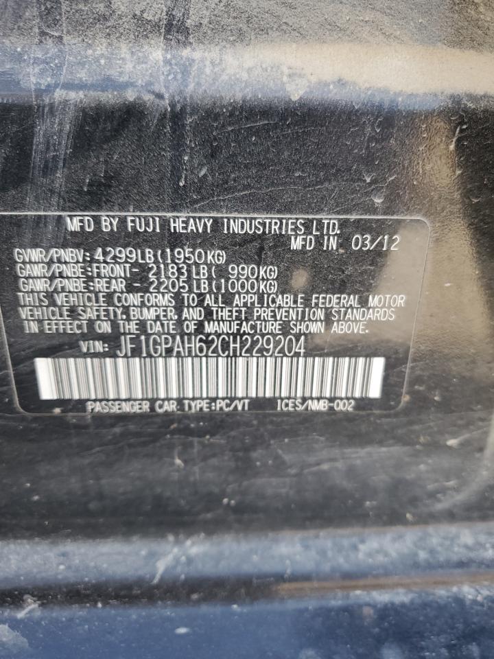 2012 Subaru Impreza Limited VIN: JF1GPAH62CH229204 Lot: 82057415