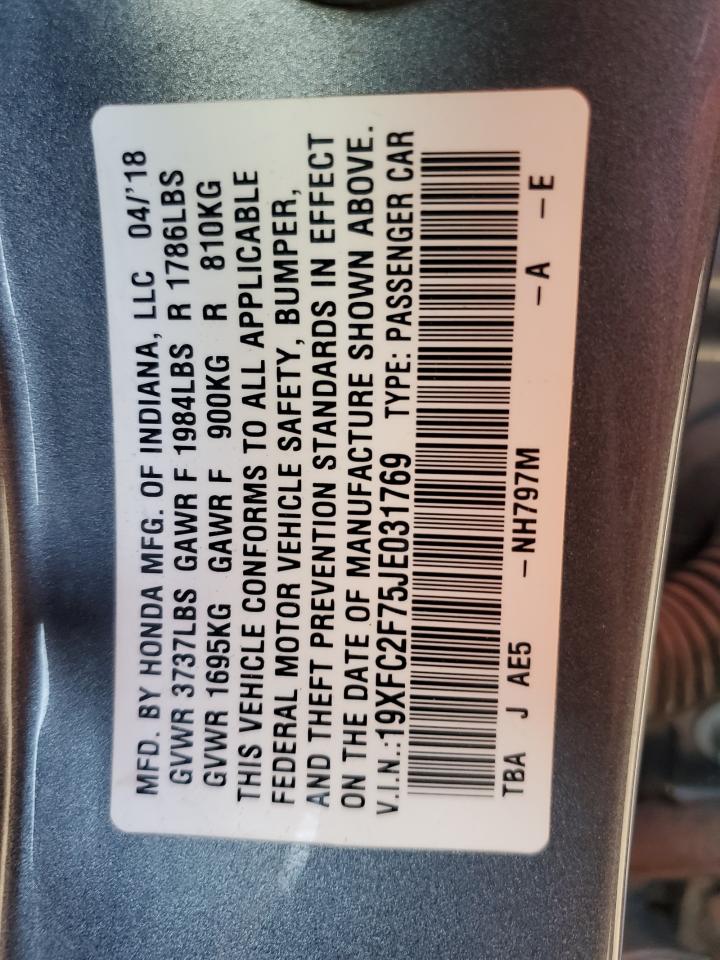 2018 Honda Civic Ex VIN: 19XFC2F75JE031769 Lot: 84060755