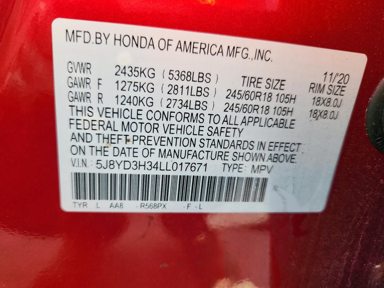 2020 Acura Mdx VIN: 5J8YD3H34LL017671 Lot: 81599375