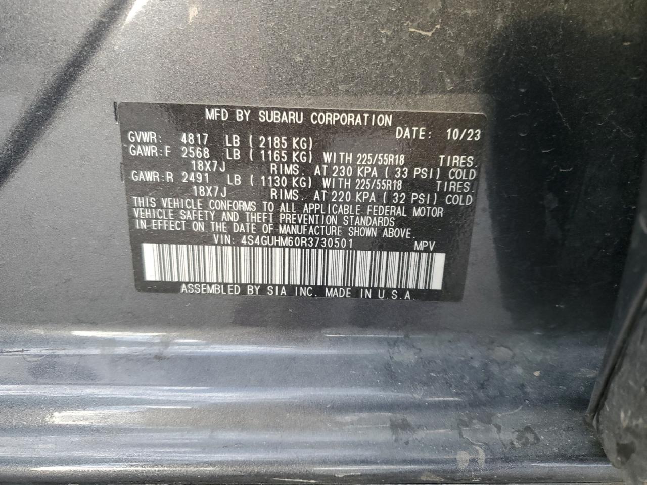 2024 Subaru Crosstrek Limited VIN: 4S4GUHM60R3730501 Lot: 81592775