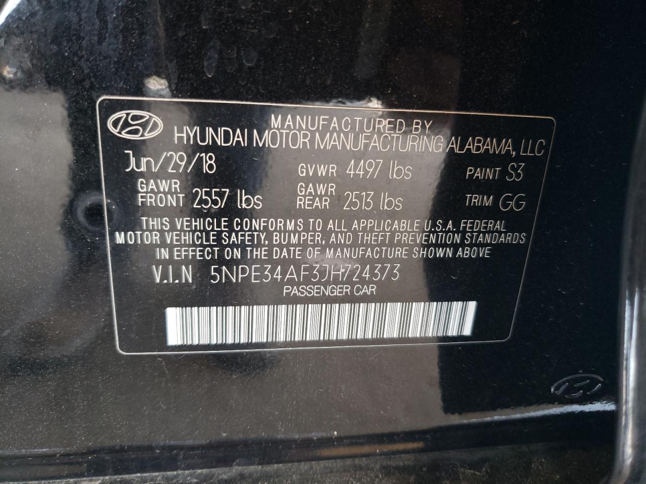 2018 Hyundai Sonata Sport VIN: 5NPE34AF3JH724373 Lot: 84566355