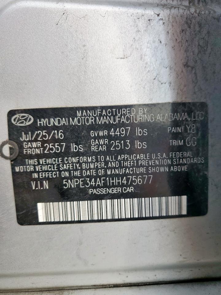 2017 Hyundai Sonata Sport VIN: 5NPE34AF1HH475677 Lot: 81465455