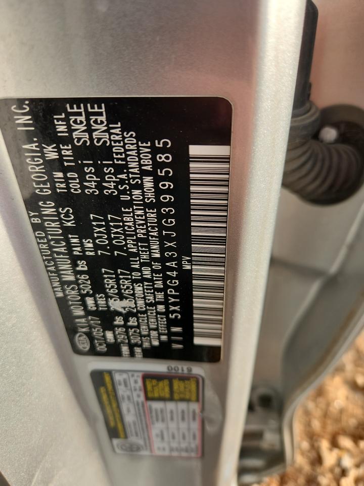 2018 Kia Sorento Lx VIN: 5XYPG4A3XJG399585 Lot: 80083195