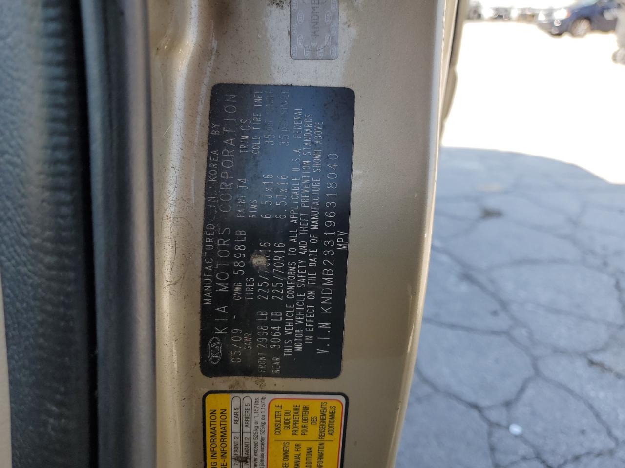 2009 Kia Sedona Ex VIN: KNDMB233196318040 Lot: 94034375