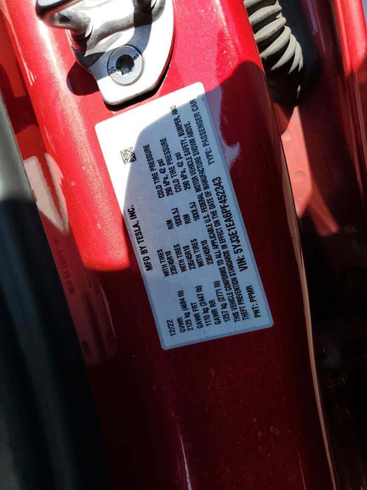 2023 Tesla Model 3 VIN: 5YJ3E1EA6PF452343 Lot: 84044405