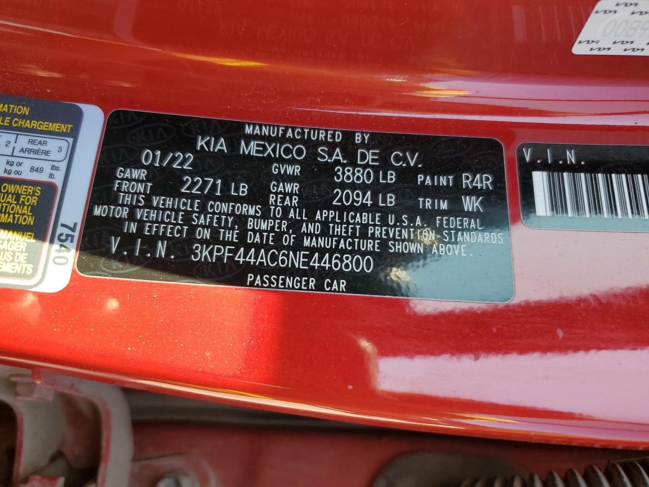 2022 Kia Forte Gt VIN: 3KPF44AC6NE446800 Lot: 71999565