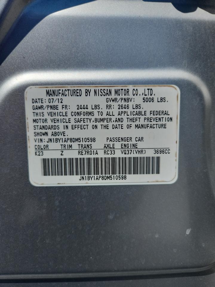 2013 Infiniti M37 VIN: JN1BY1AP8DM510598 Lot: 81639825