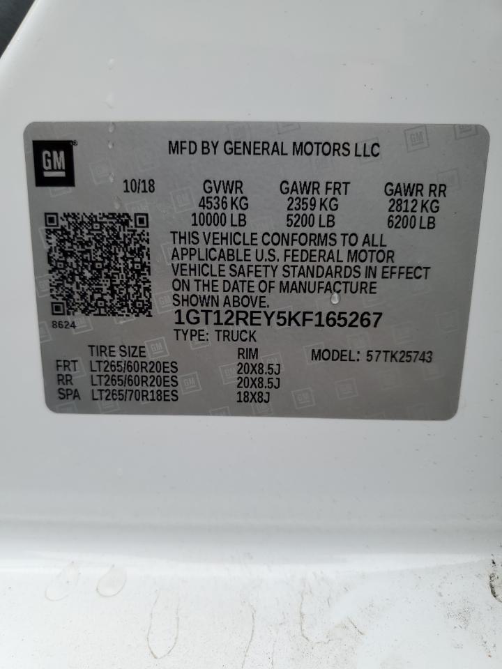 2019 GMC Sierra K2500 Slt VIN: 1GT12REY5KF165267 Lot: 84035225