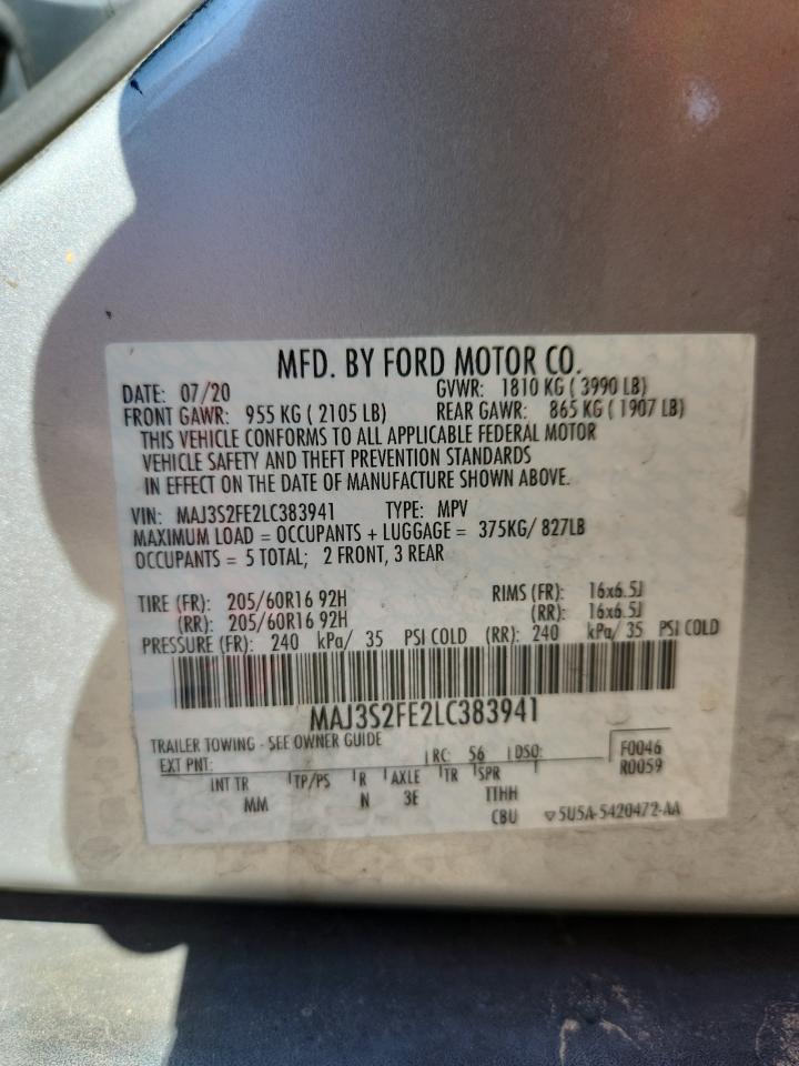 2020 Ford Ecosport S VIN: MAJ3S2FE2LC383941 Lot: 71637405