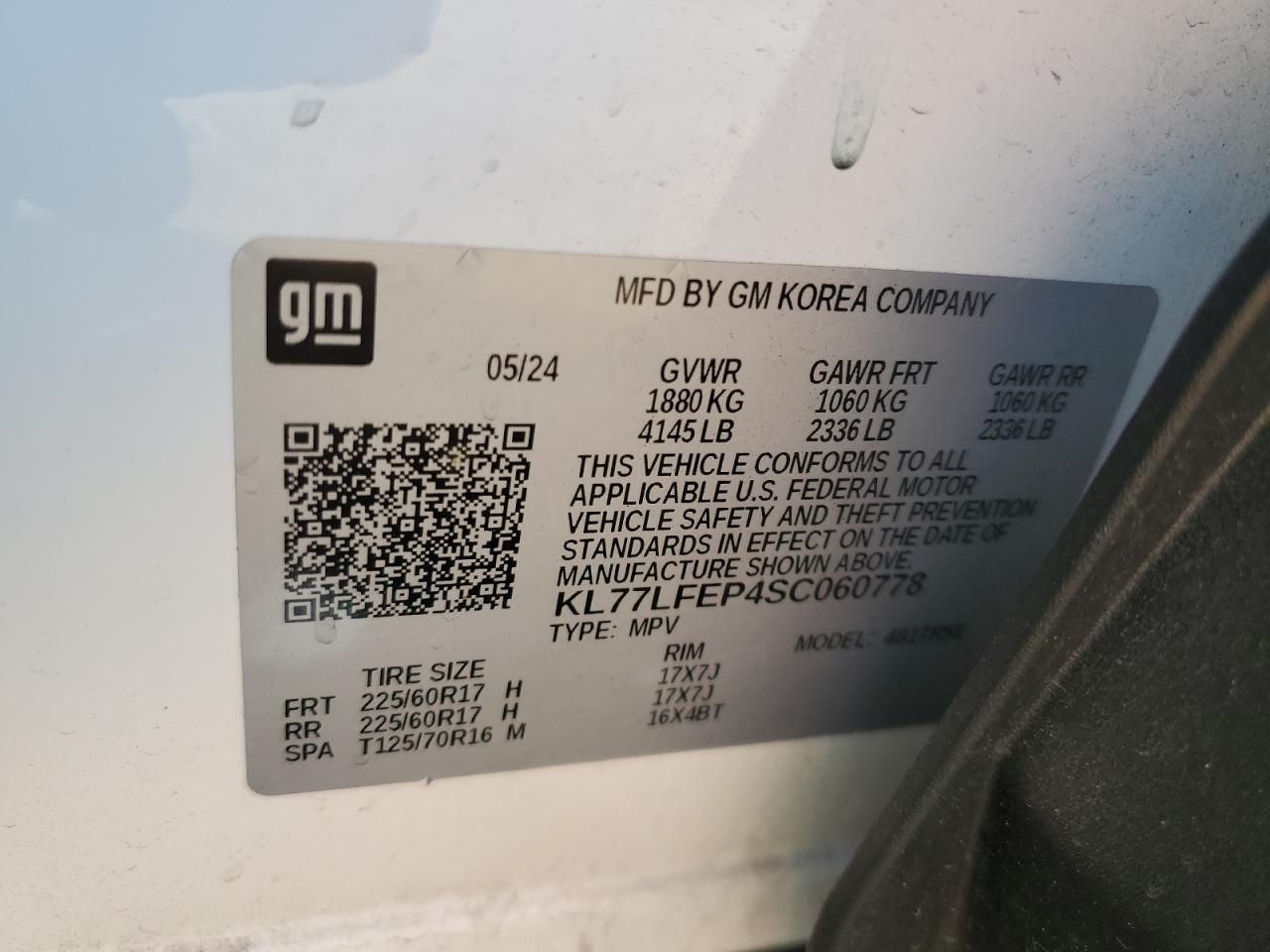 2025 Chevrolet Trax Ls VIN: KL77LFEP4SC060778 Lot: 81511655